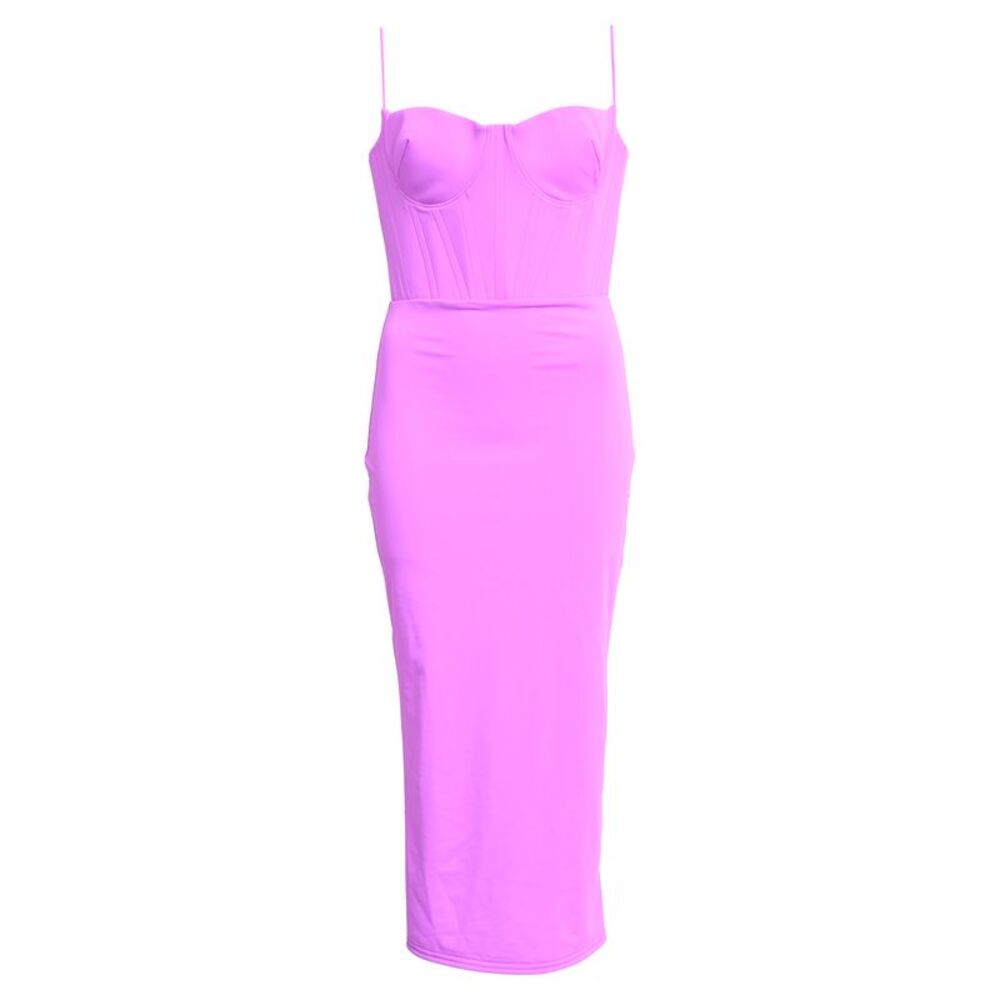 Alex Perry Lane Corset Midi Dress in Purple Nylon
